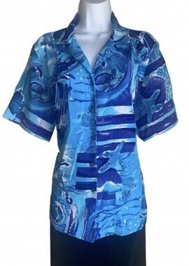 Allison Daley Plus 16P Boho Artsy Festival Button Up Summer Blouse Fairy Coastal
